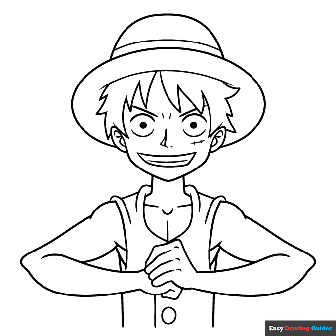 Monkey d luffy from one piece coloring page easy drawing guides