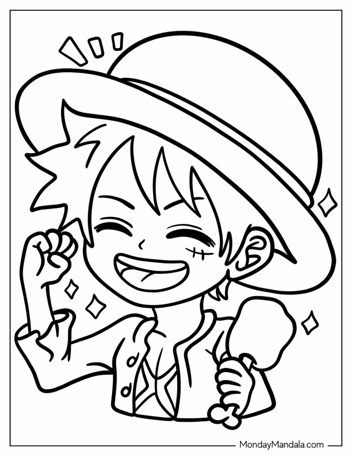 Luffy coloring pages free pdf printables