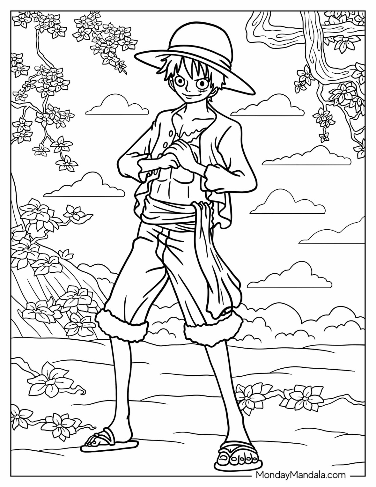 One piece coloring pages free pdf printables