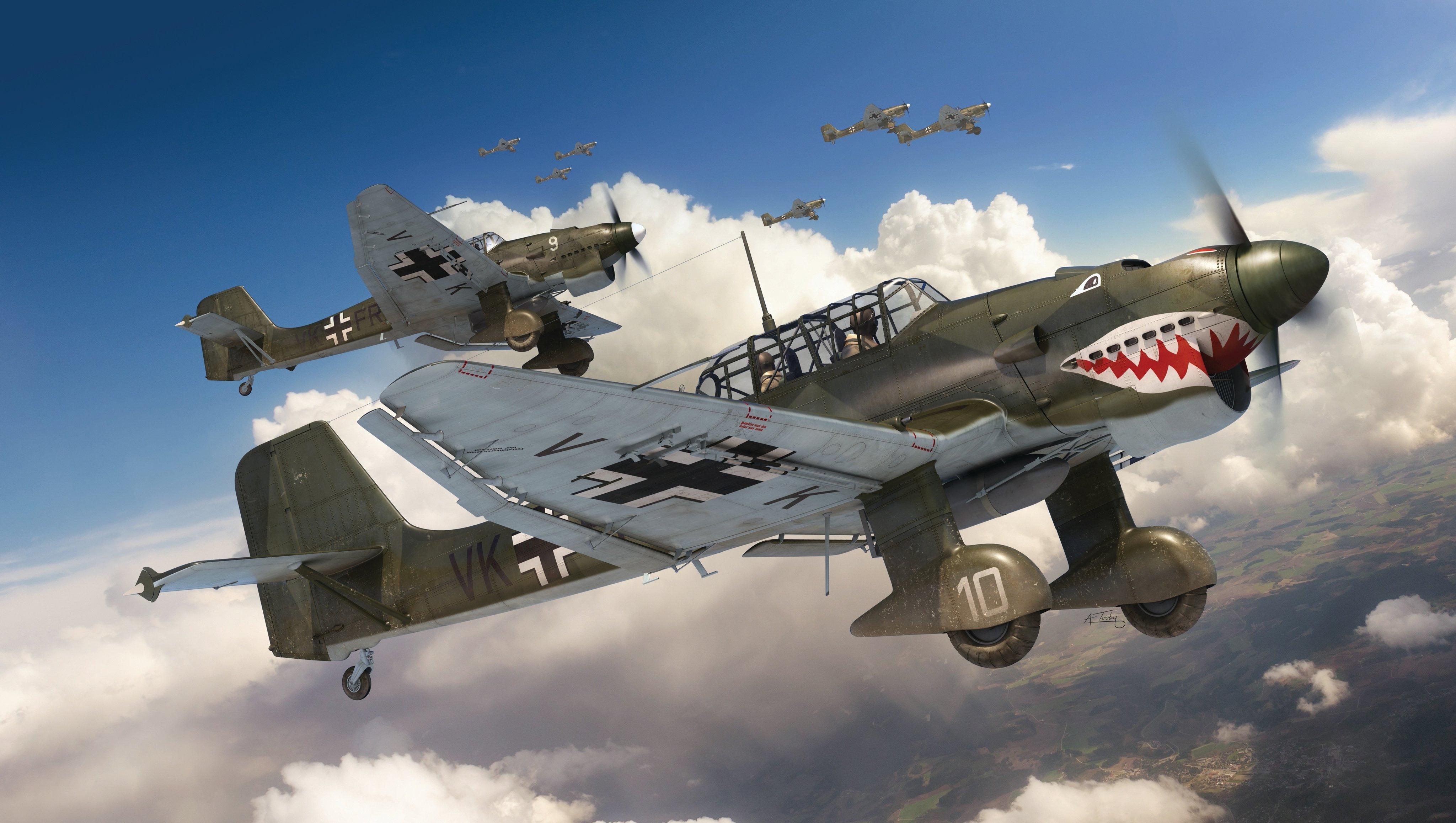 Wallpaper Messerschmitt, Luftwaffe, single-engine piston fighter-low,  frontline fighter, Bf 109F-2 for mobile and desktop, section авиация,  resolution 1920x1080 - download