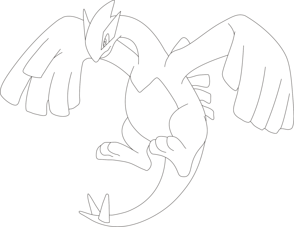 Lineart of lugia by inukawaiilover on