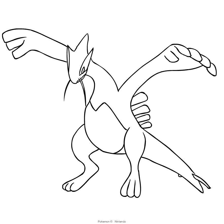 Lugia from the second generation of the pokãmon coloring page