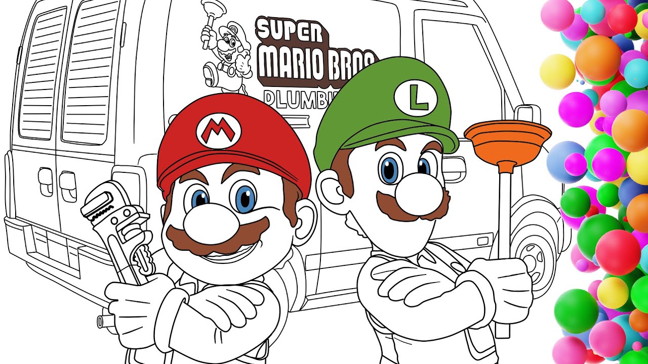 Coloring mario and luigi super mario bros coloring pages for kids