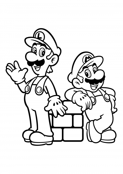 Luigi and mario coloring pages super mario coloring pages