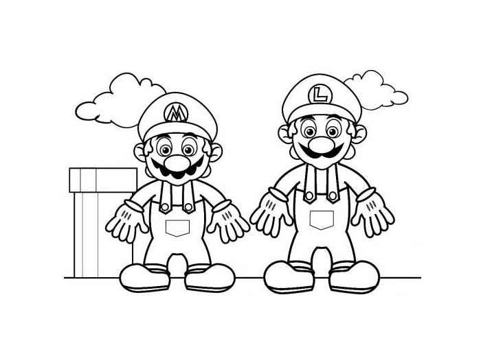 Mario and luigi coloring page