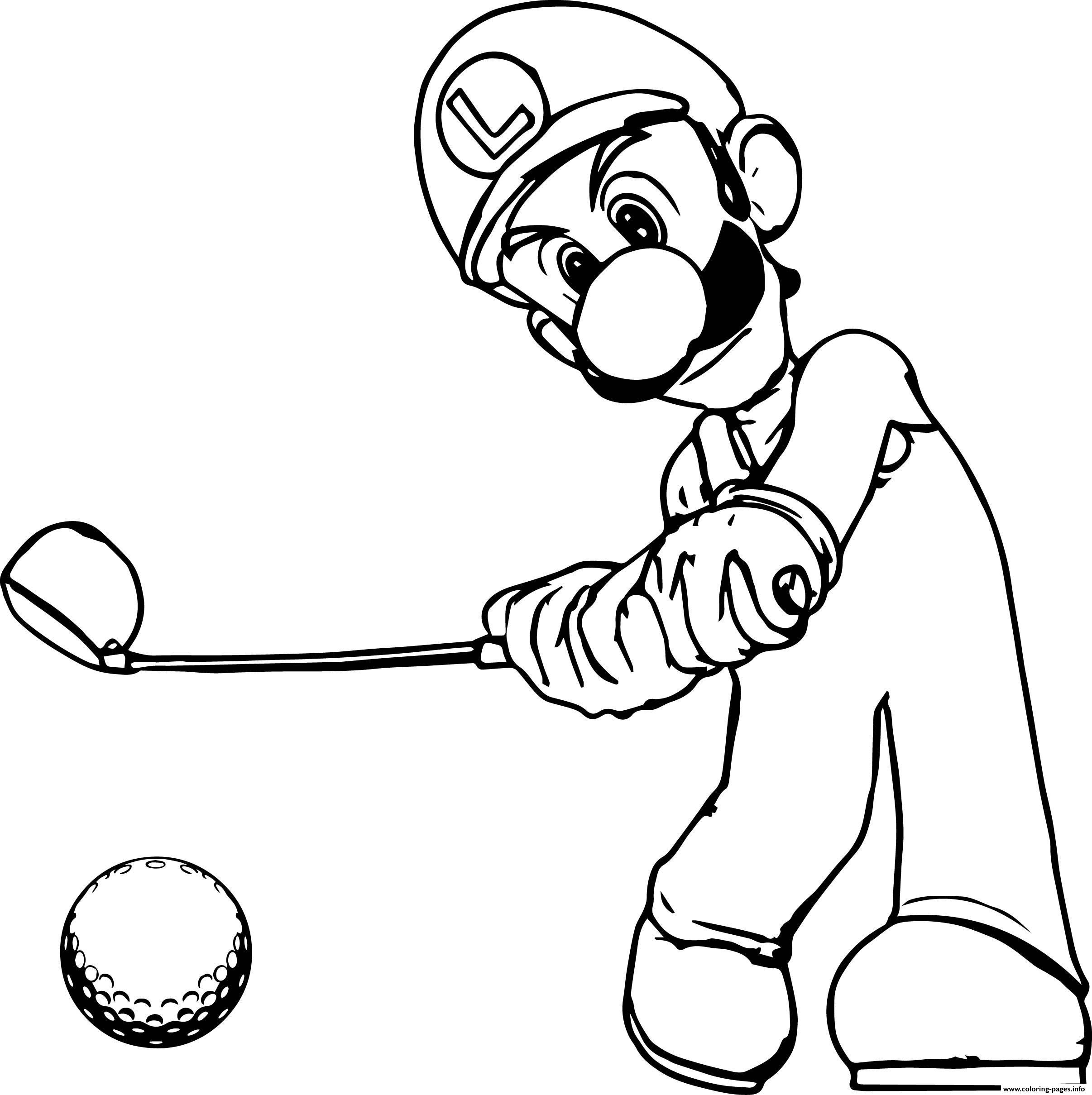 Coloring pages mario luigi golf coloring sheetd pages super printable free