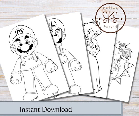 Mario coloring sheets party favors mario birthday party