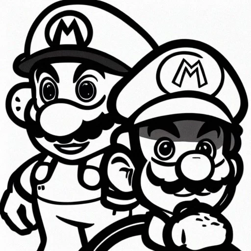 Ai art generator mario black and white coloring page