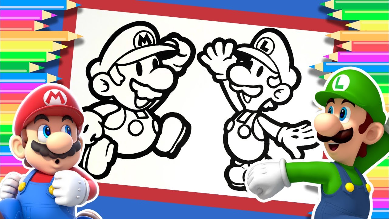 Coloring fun with mario and luigi from super mario bros easy and fun coloring page ncs release