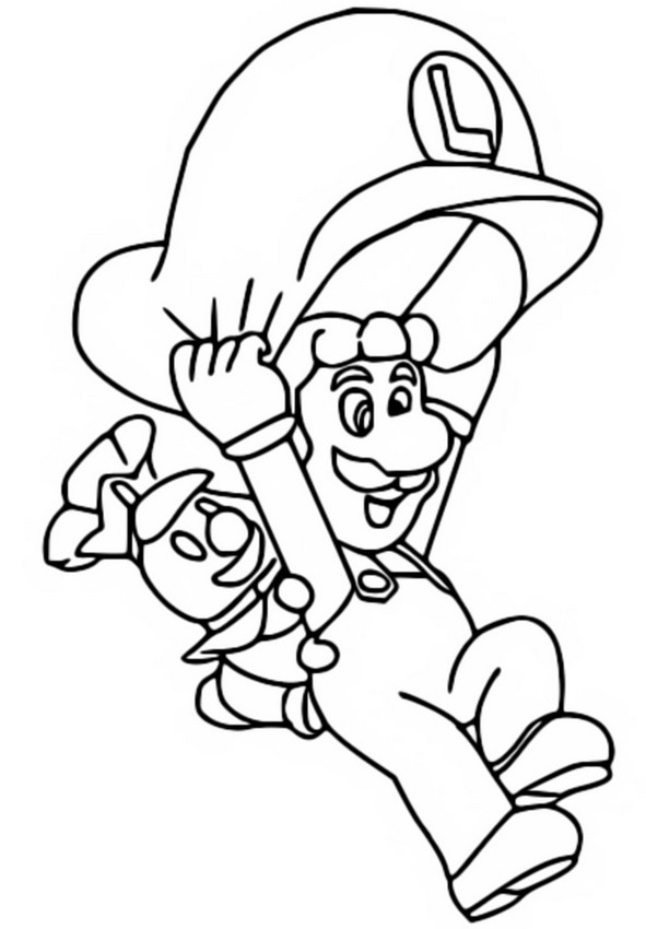 Coloring page super mario bros wonder luigi