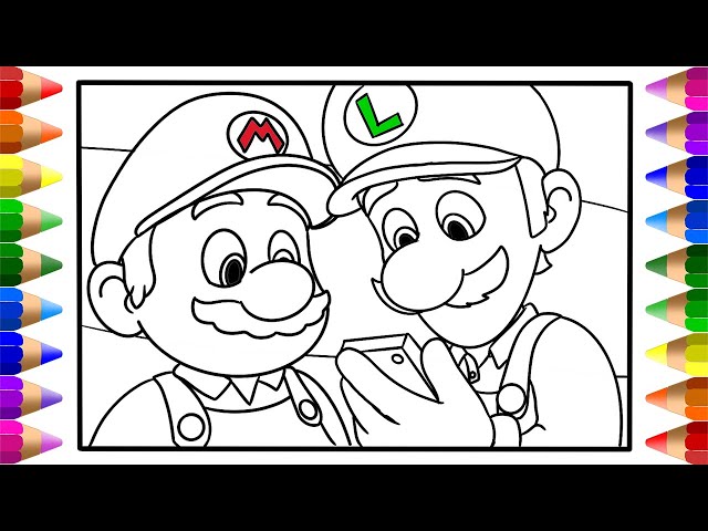 Super mario luigi drawing super mario coloring pages