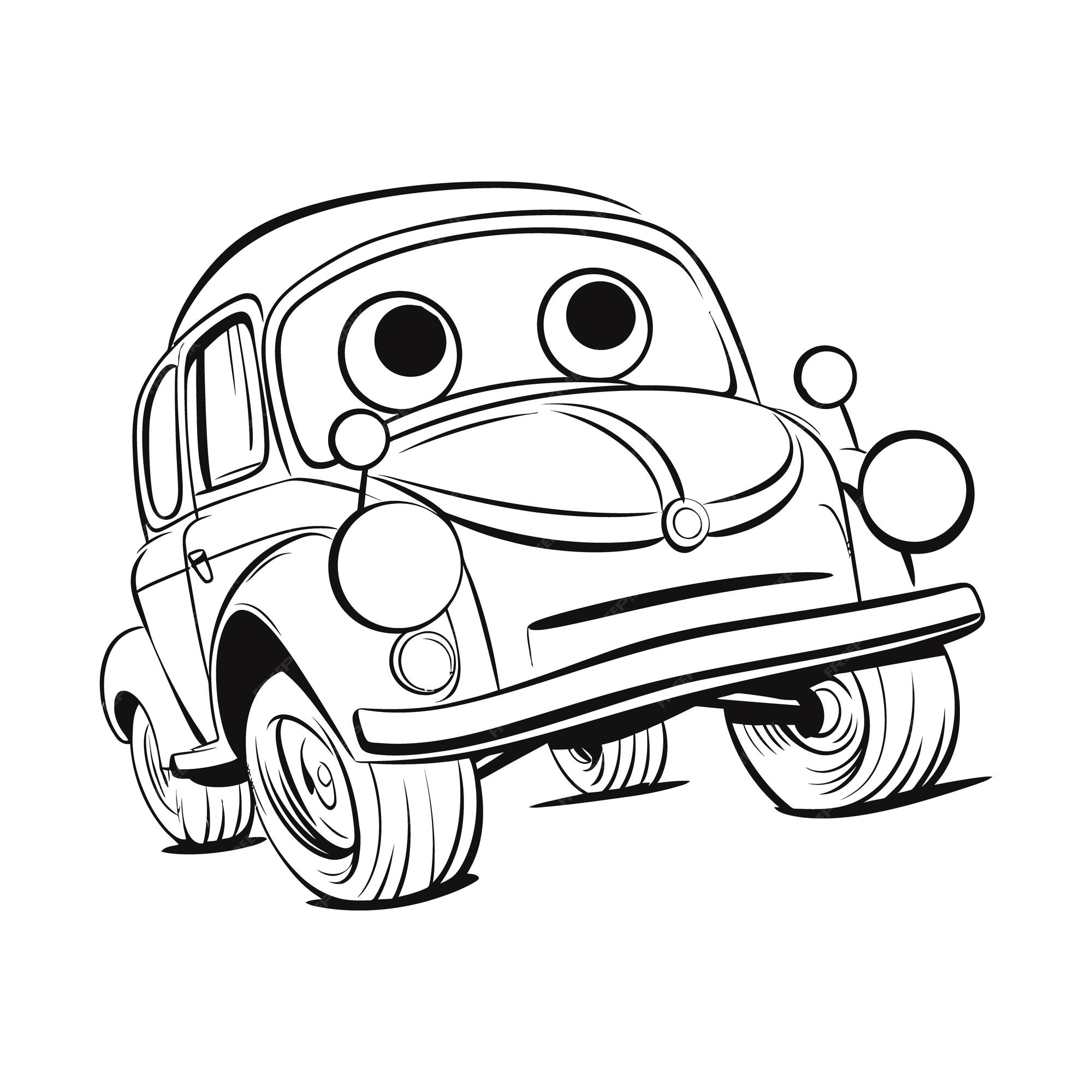 Premium vector hand drawn car clipart coloring book illustration