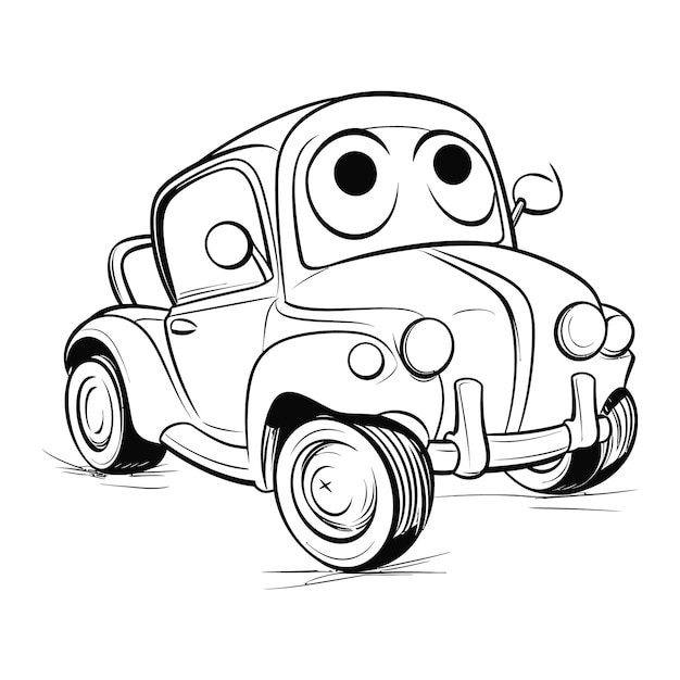 Premium vector hand drawn car clipart coloring book illustration