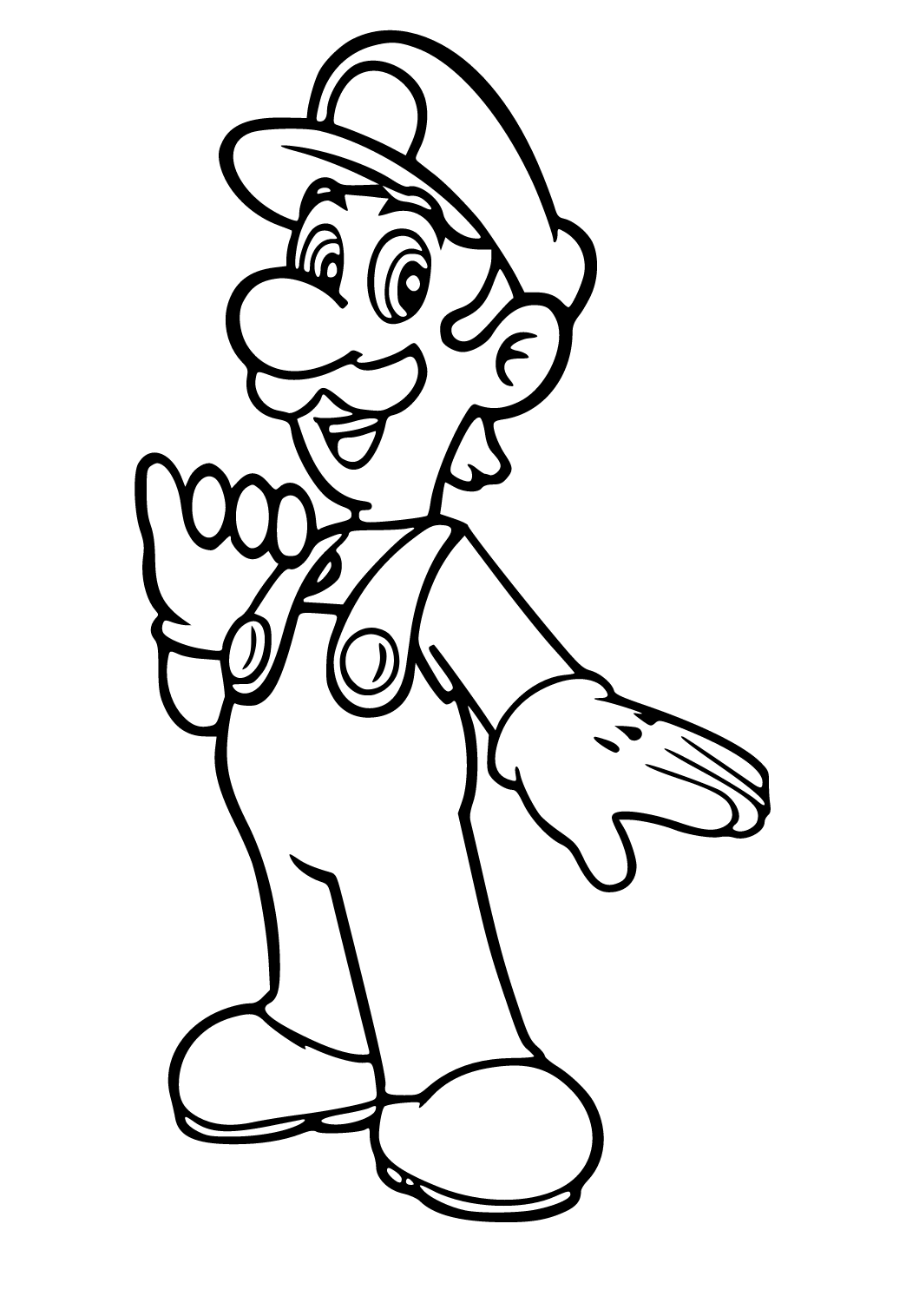 Free printable super mario luigi gesture coloring page sheet and picture for adults and kids girls and boys