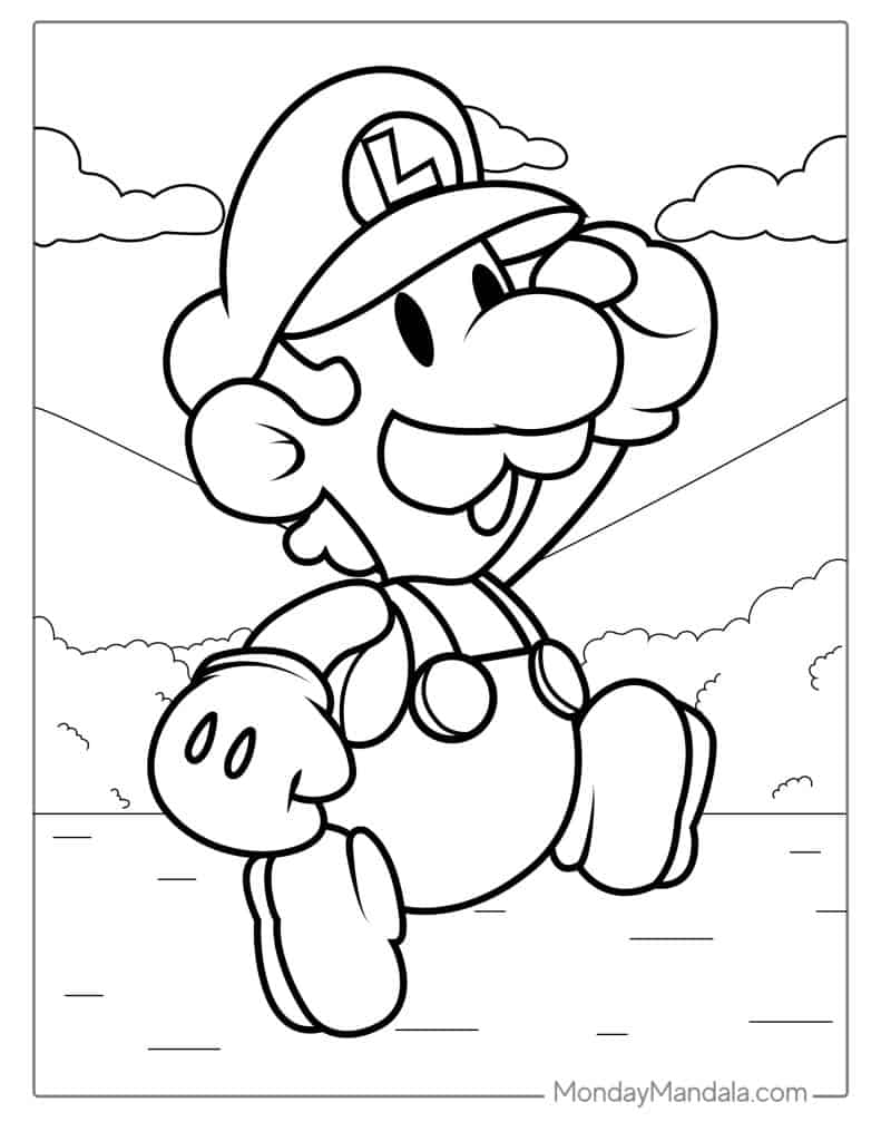 Cute luigi coloring pages free pdf printables