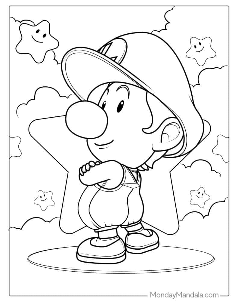 Cute luigi coloring pages free pdf printables