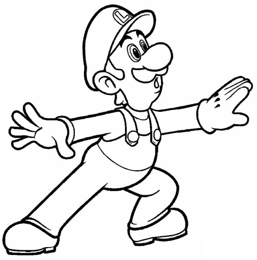 Funny luigi coloring page