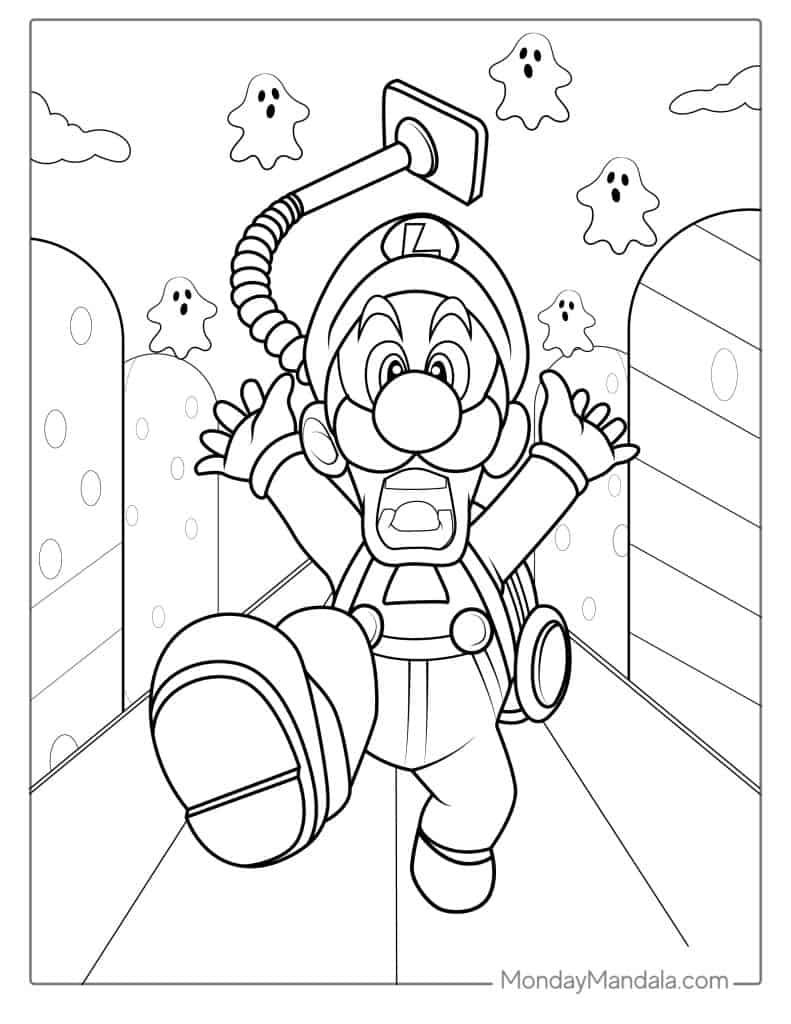 Cute luigi coloring pages free pdf printables