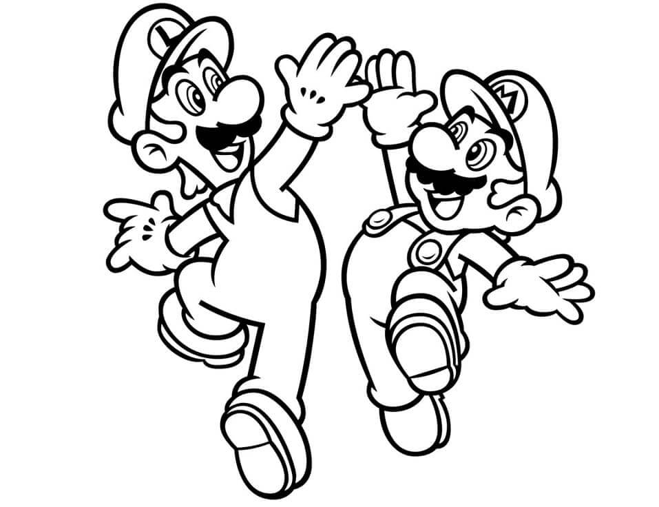Luigi and mario coloring page