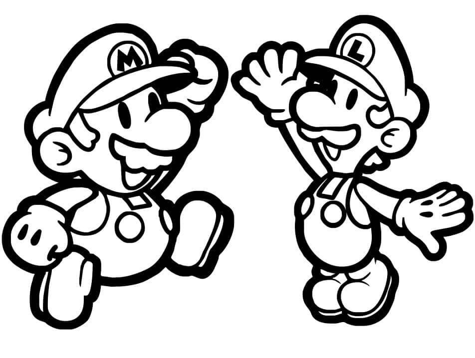 Paper mario and luigi coloring page