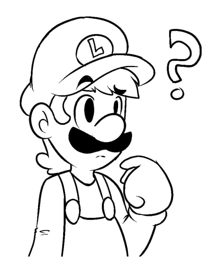 Luigi is thinking coloring page