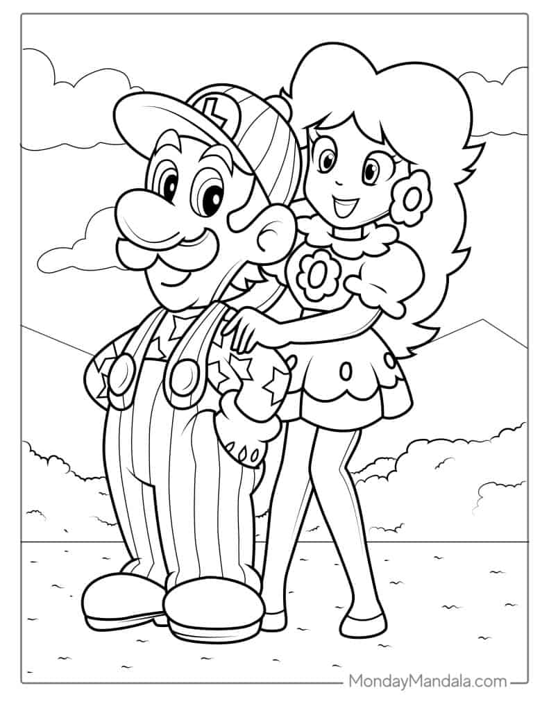 Cute luigi coloring pages free pdf printables