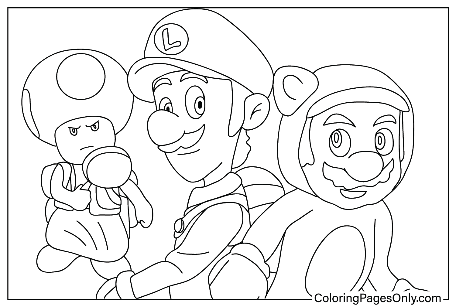 Mario luigi and toad coloring page