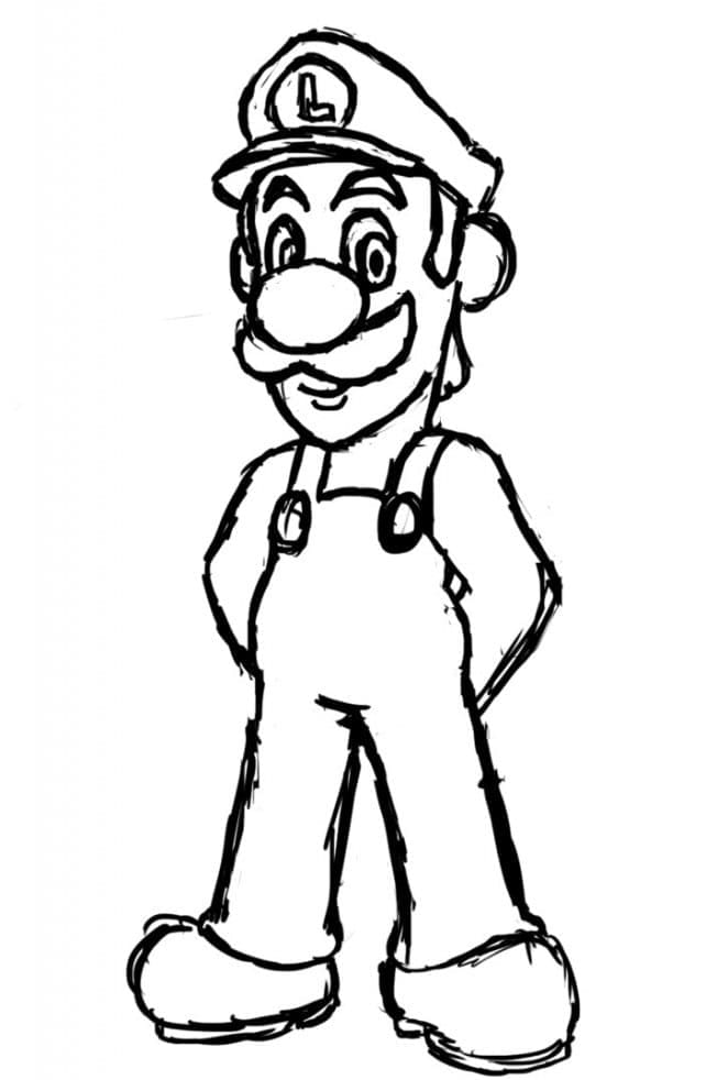 Luigi from super mario coloring page