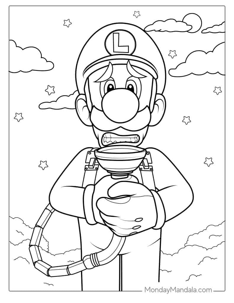 Cute luigi coloring pages free pdf printables