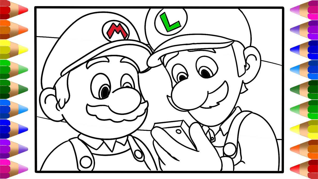 Super mario luigi drawing super mario coloring pages