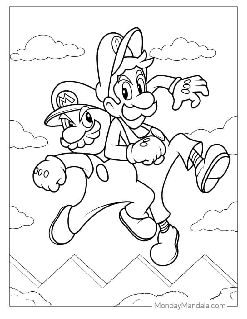 Cute luigi coloring pages free pdf printables