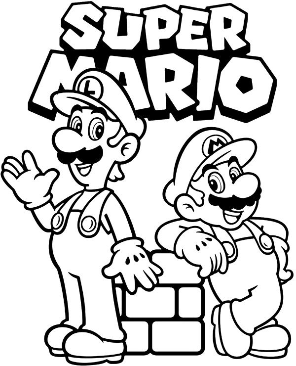 Print mario luigi coloring sheet