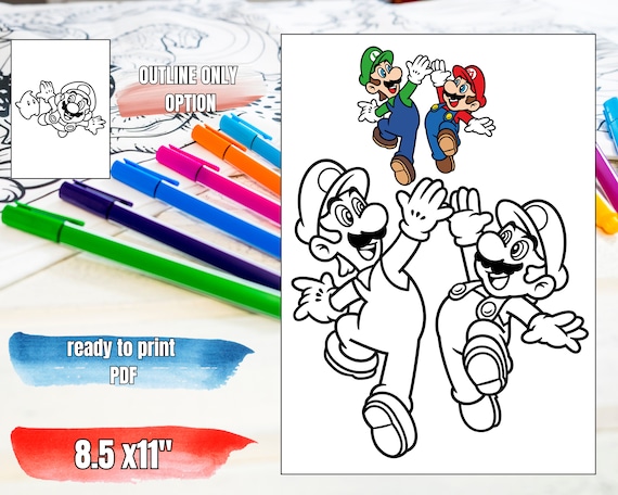Super mario printable coloring pages pdf ready to print instant download download now