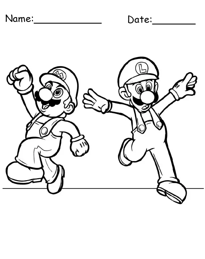 Mario and luigi printable coloring pages