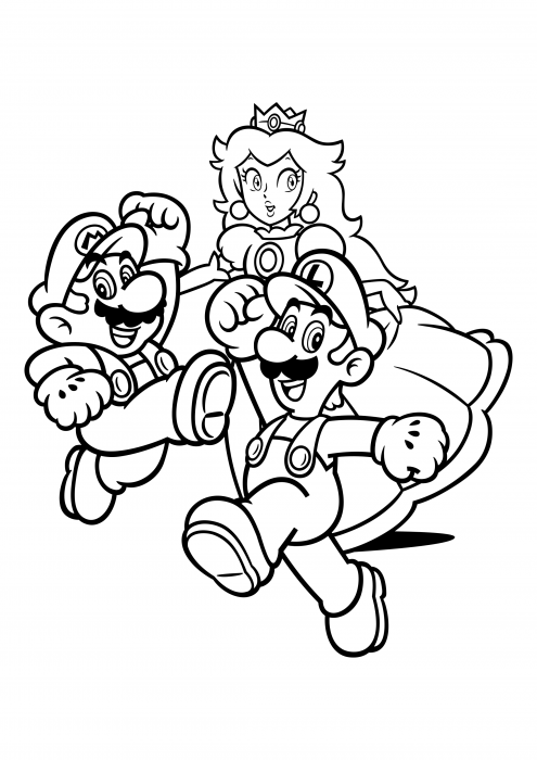 Mario luigi og princess peach tegninger til farvelãgning super mario tegninger til farvelãgning