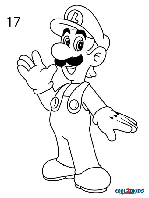 How to draw luigi step by step pictures coolbkids character drawing drawings cartoon drawings