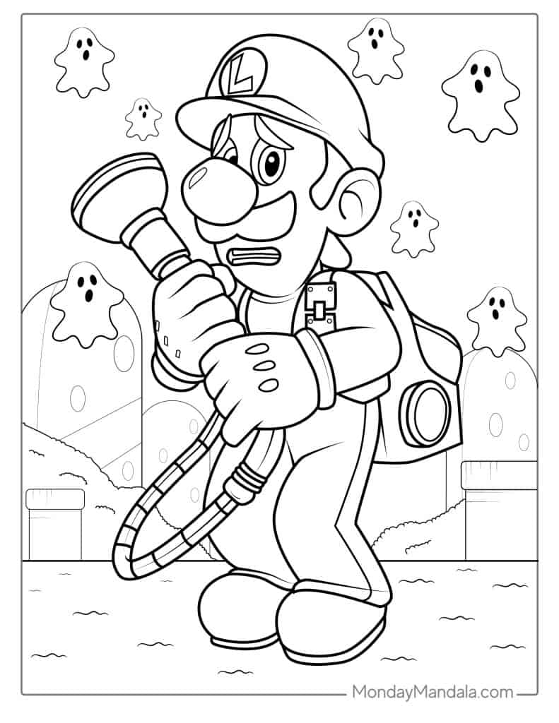 Cute luigi coloring pages free pdf printables