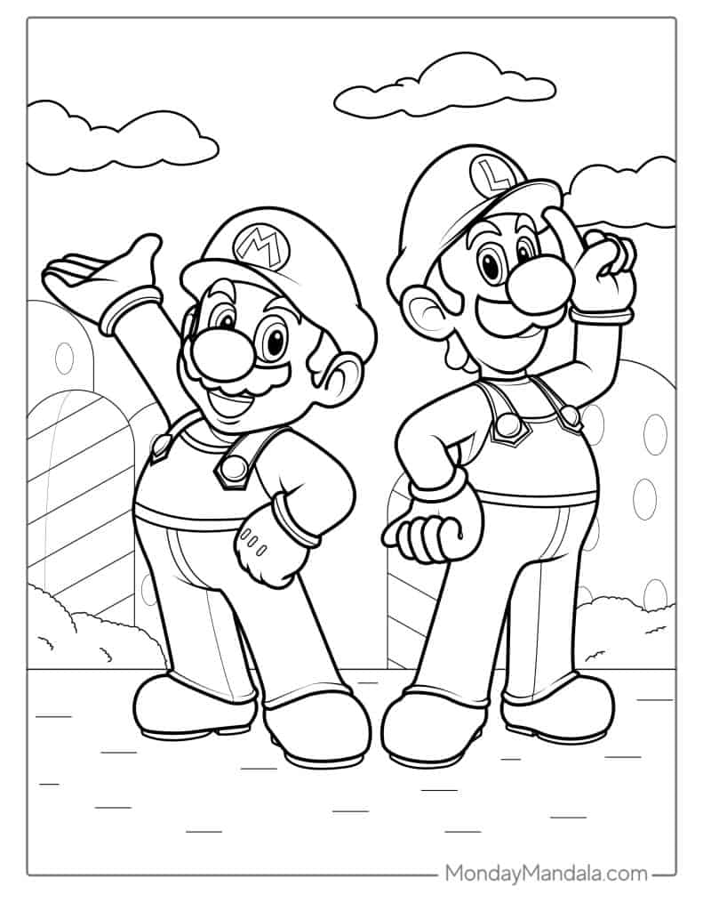 Cute luigi coloring pages free pdf printables