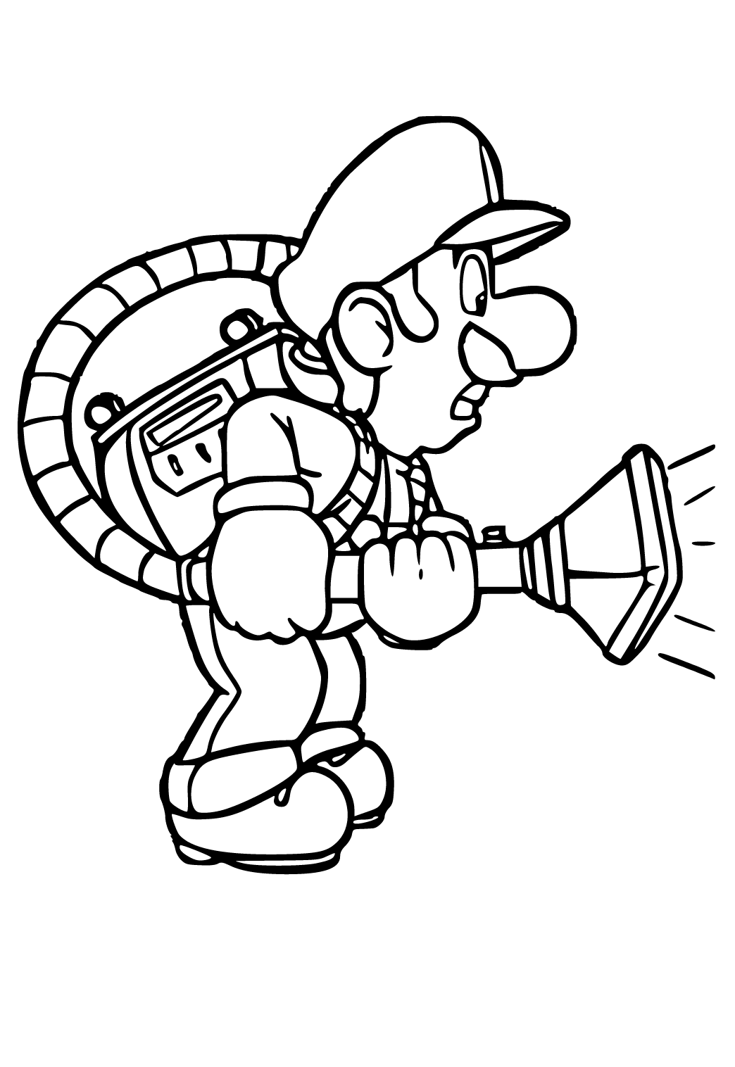 Free printable luigi vacuum cleaner coloring page sheet and picture for adults and kids girls and boys