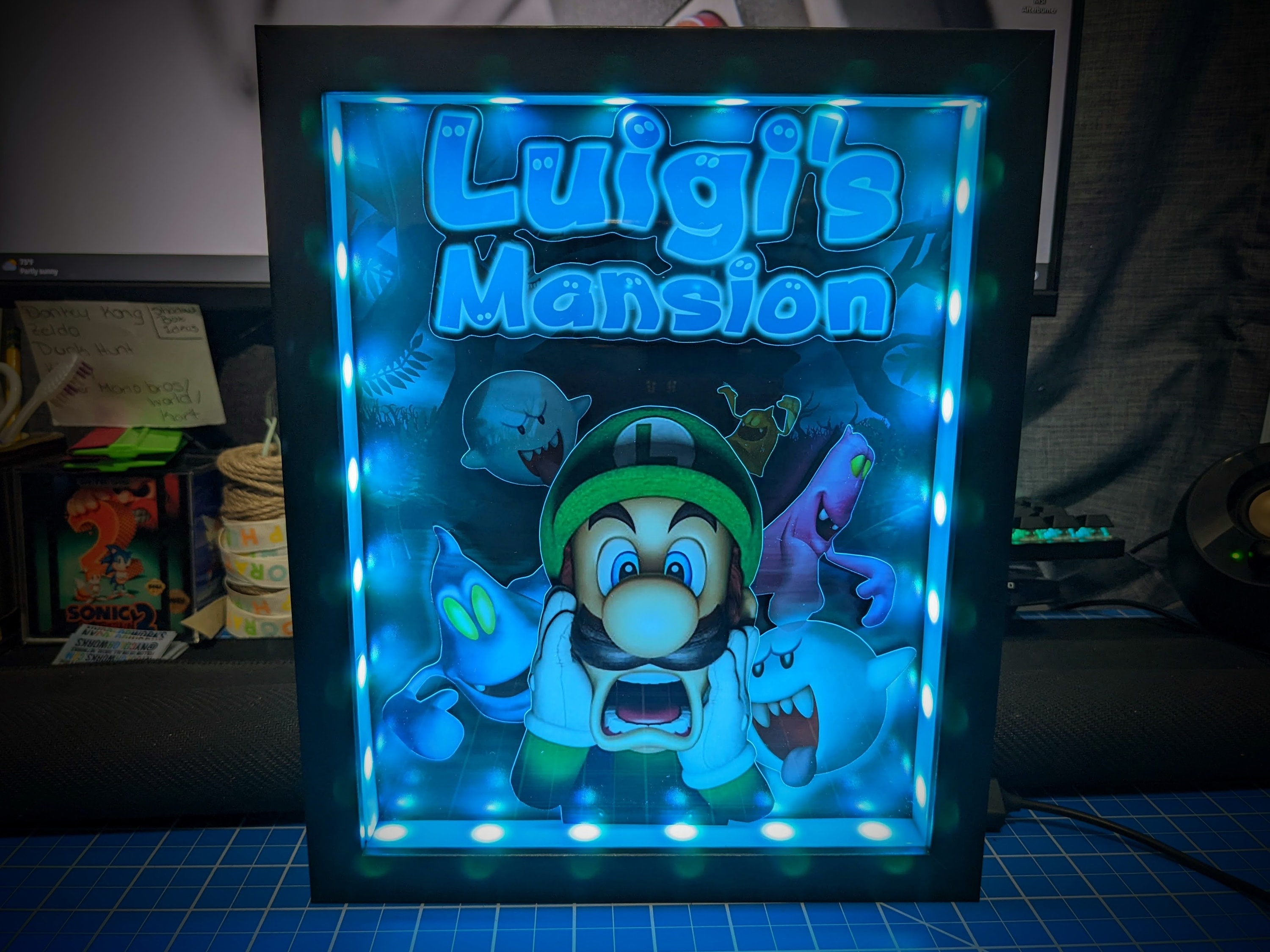 Luigis mansion poster shadowbox select a size optional lighting