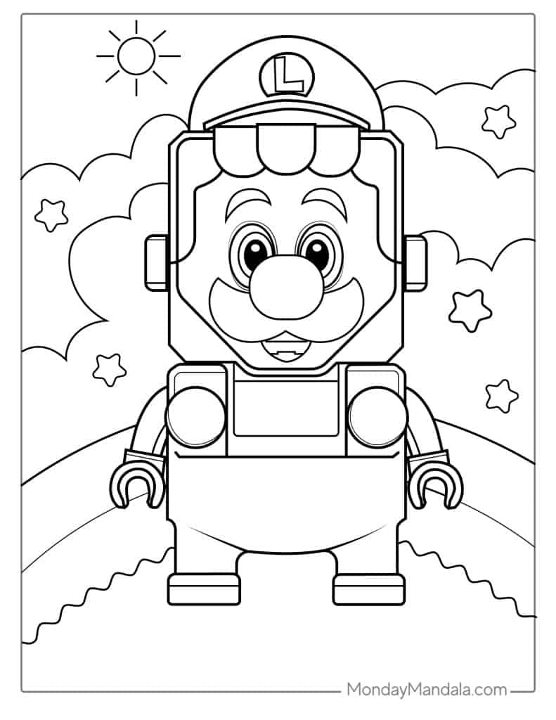 Cute luigi coloring pages free pdf printables