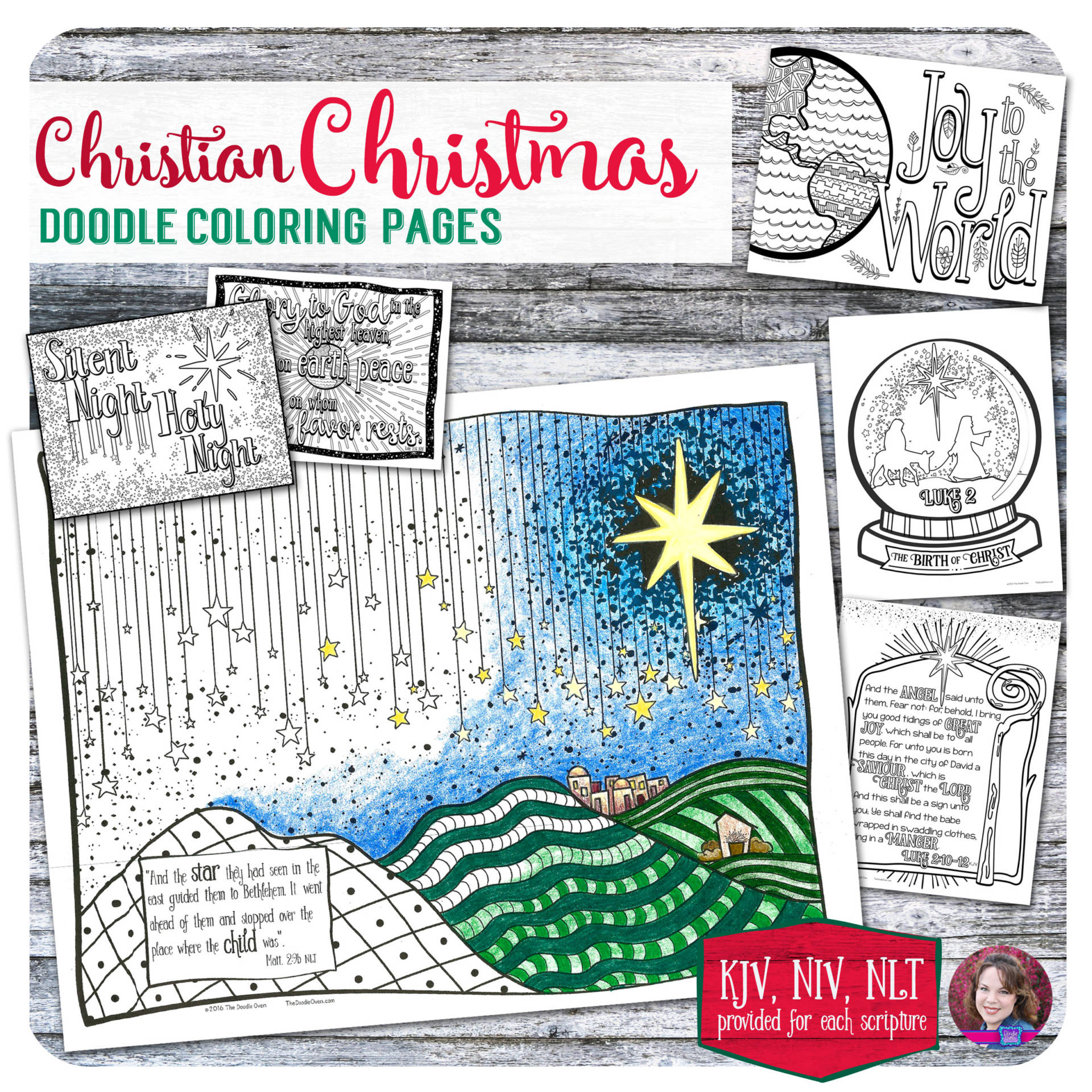 Christian christmas doodle coloring pages â designs â heidi babin