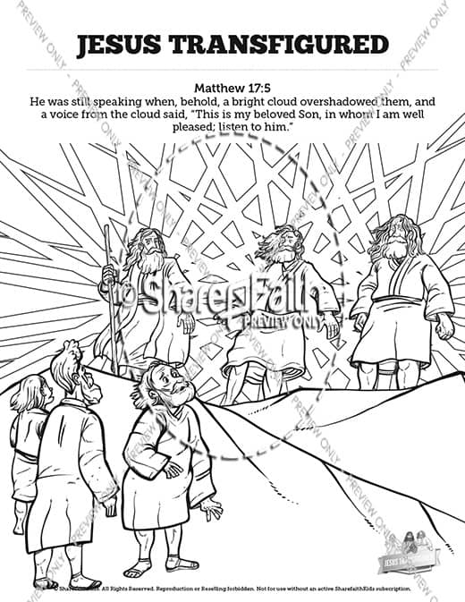 Matthew the transfiguration sunday school coloring pages â