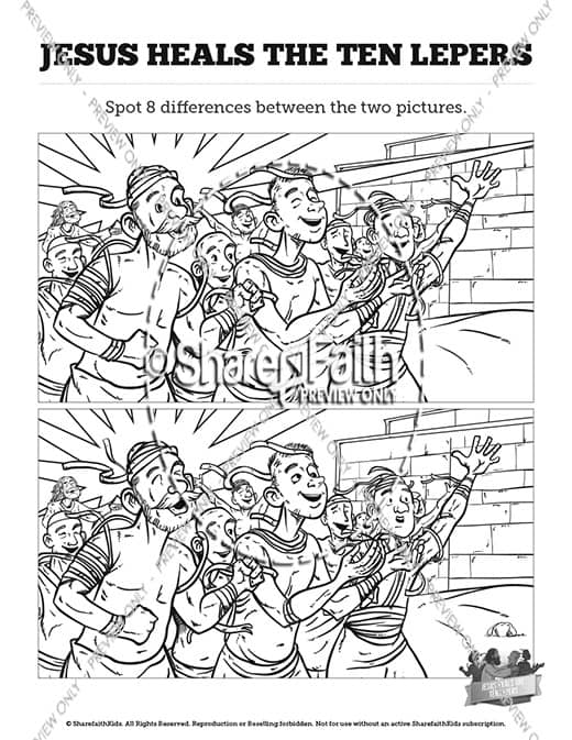 Luke ten lepers sunday school coloring pages â