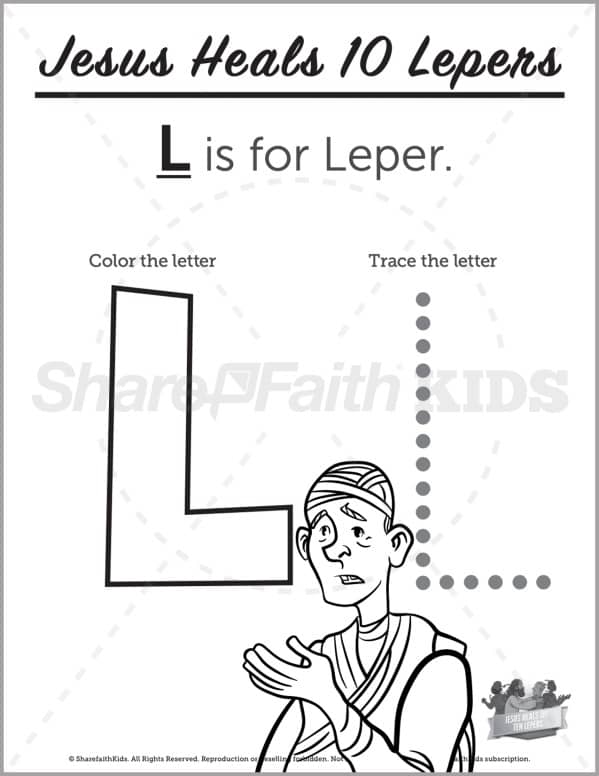 Luke jesus heals lepers preschool coloring pages â