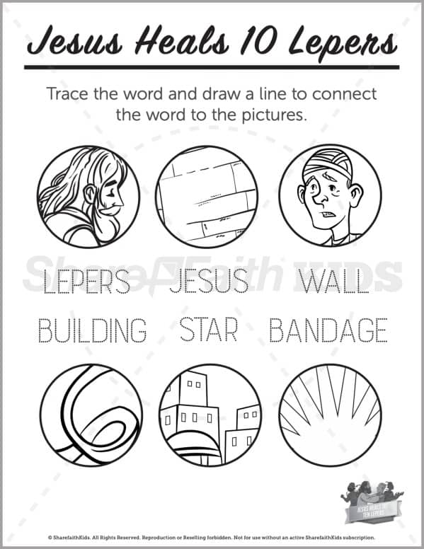 Luke jesus heals lepers preschool coloring pages â