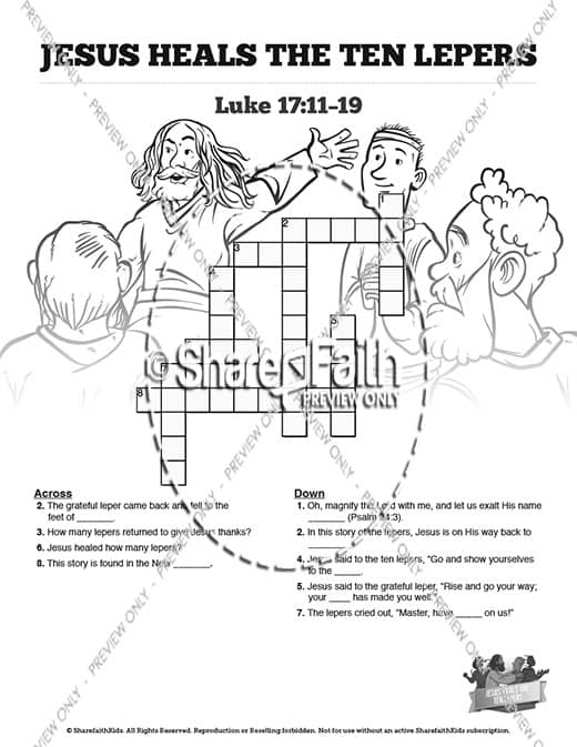 Luke ten lepers sunday school coloring pages â