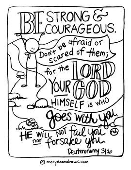 Free bible verse coloring page deuteronomy be strong and courageous