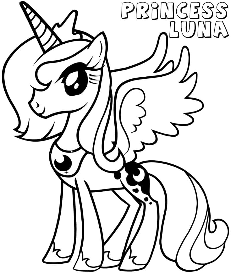 Cute princess luna my little pony coloring page