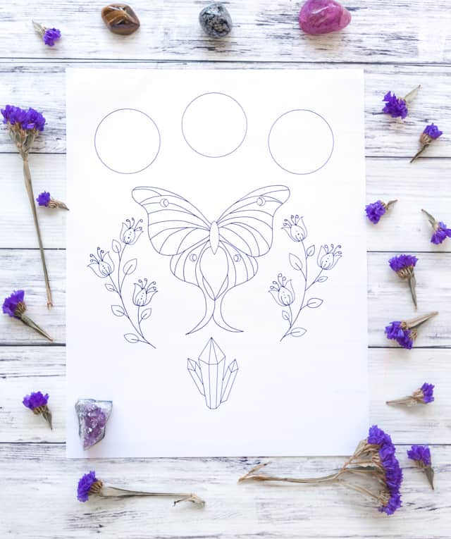 Free printable luna moth coloring page